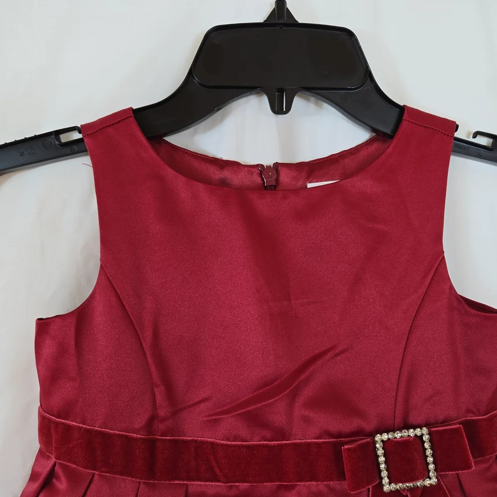 Gymboree Girls 2006 Red Satin Holiday Velvet Bow Rhinestone Buckle Party Dress 5